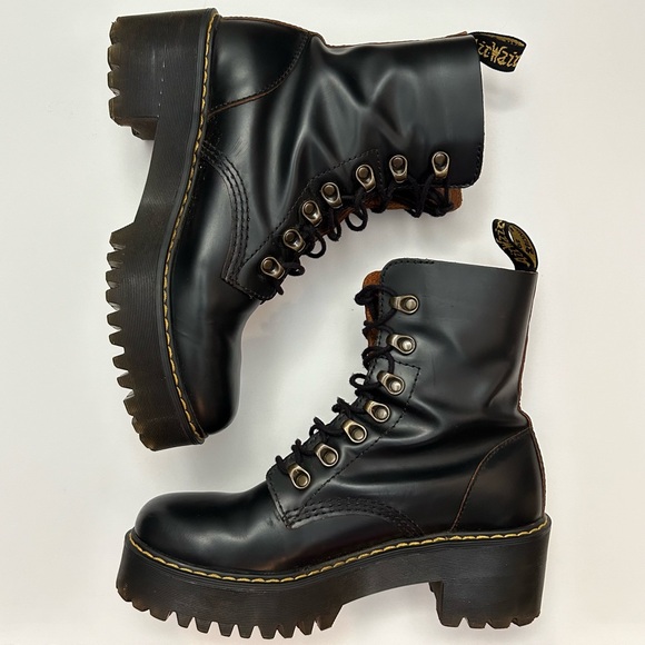 Dr. Martens Shoes - Dr. Martens Leona Women’s Vintage Smooth Leather Heeled Boots, Size 8